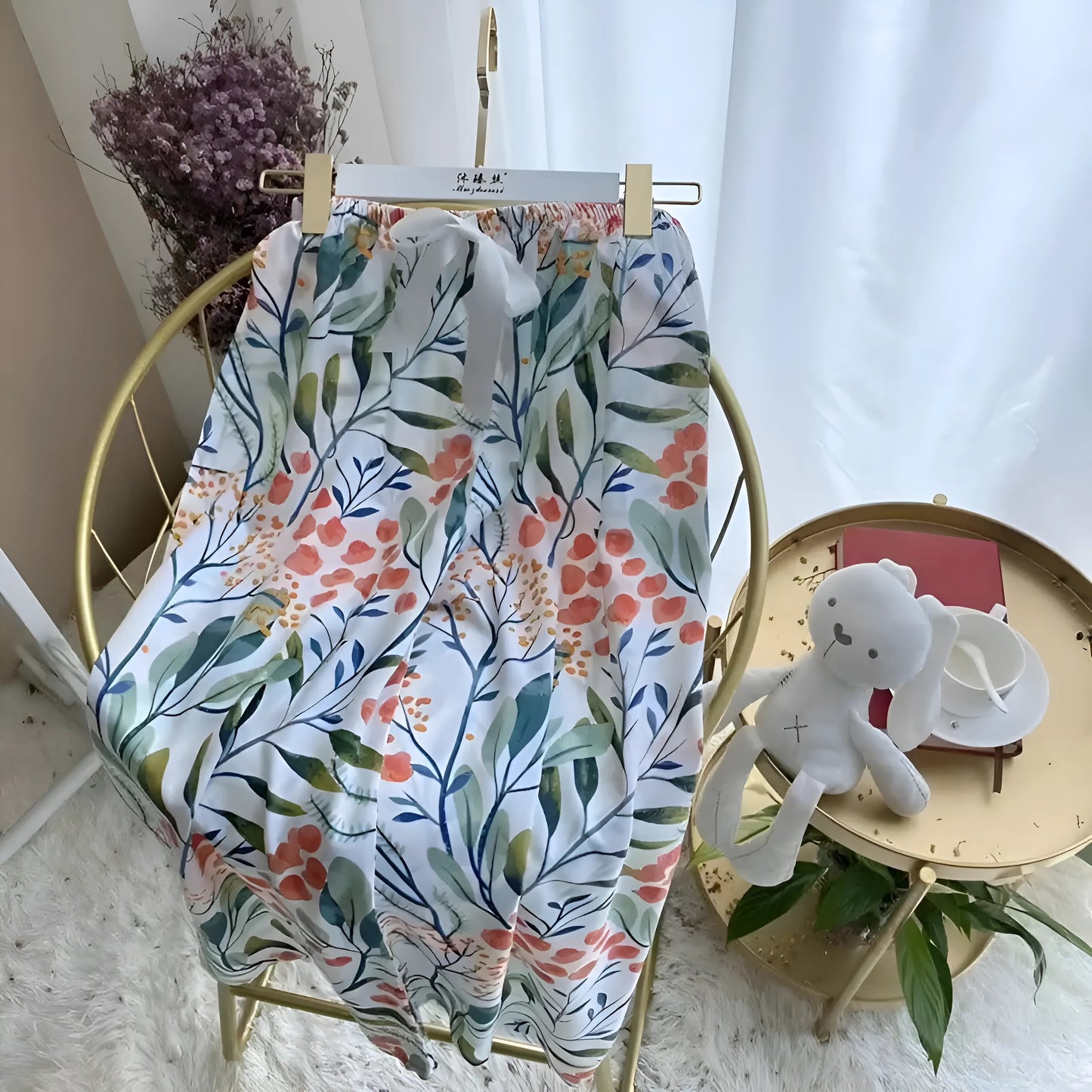 White Floral Pyjama Trousers