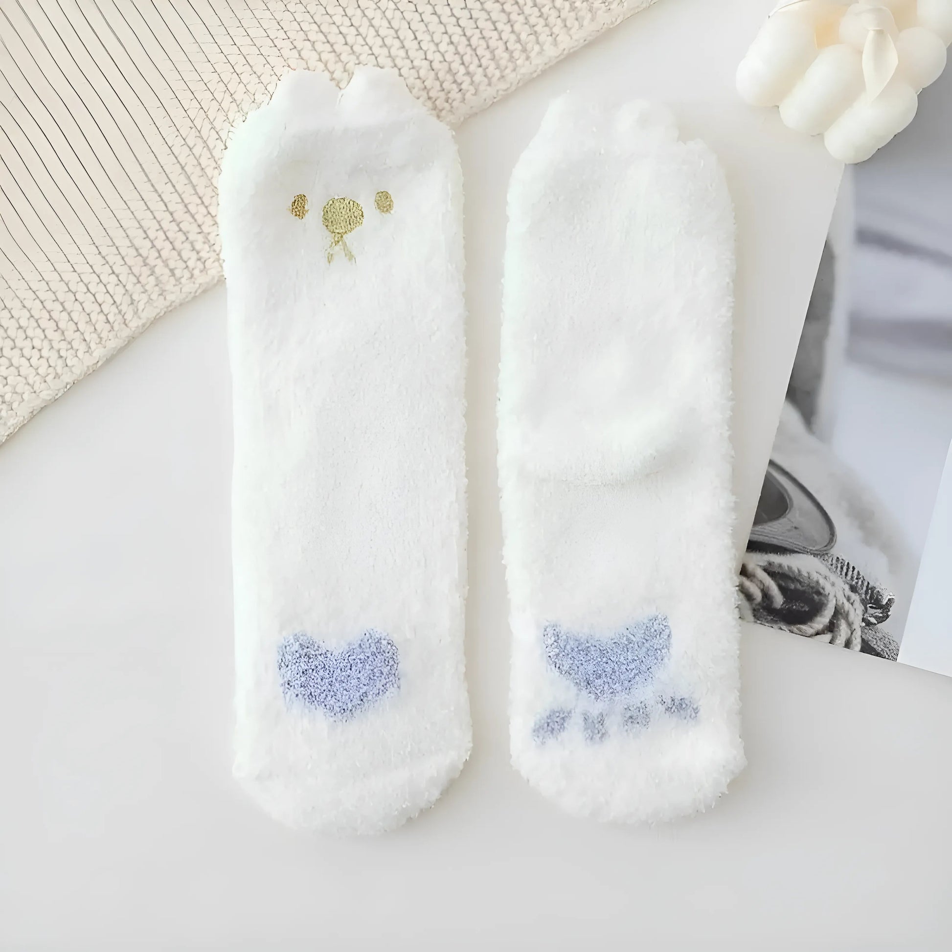 White Fluffy Women's Socks