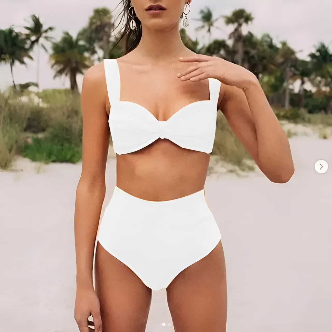White High-Waisted Two-Piece Swimsuit