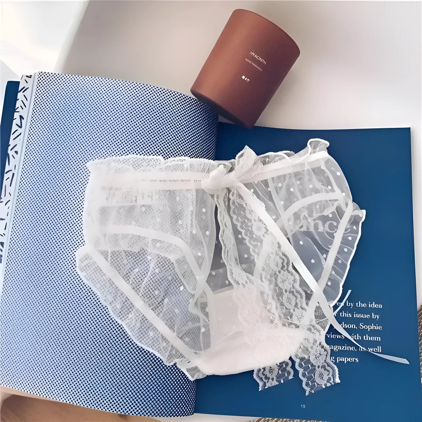 White Lace Briefs with Bow Detail