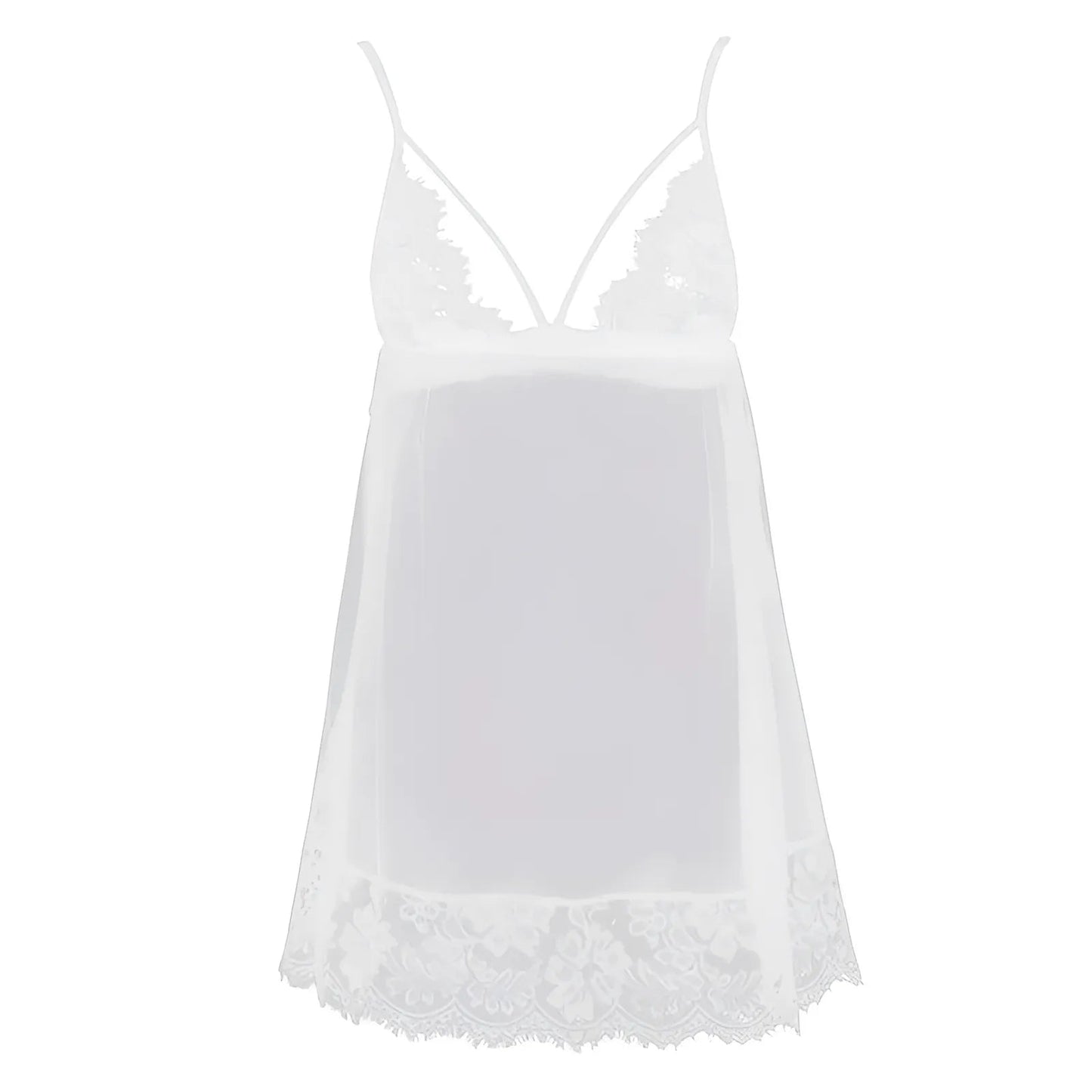 White Lace Nightdress with Back Tie Detail