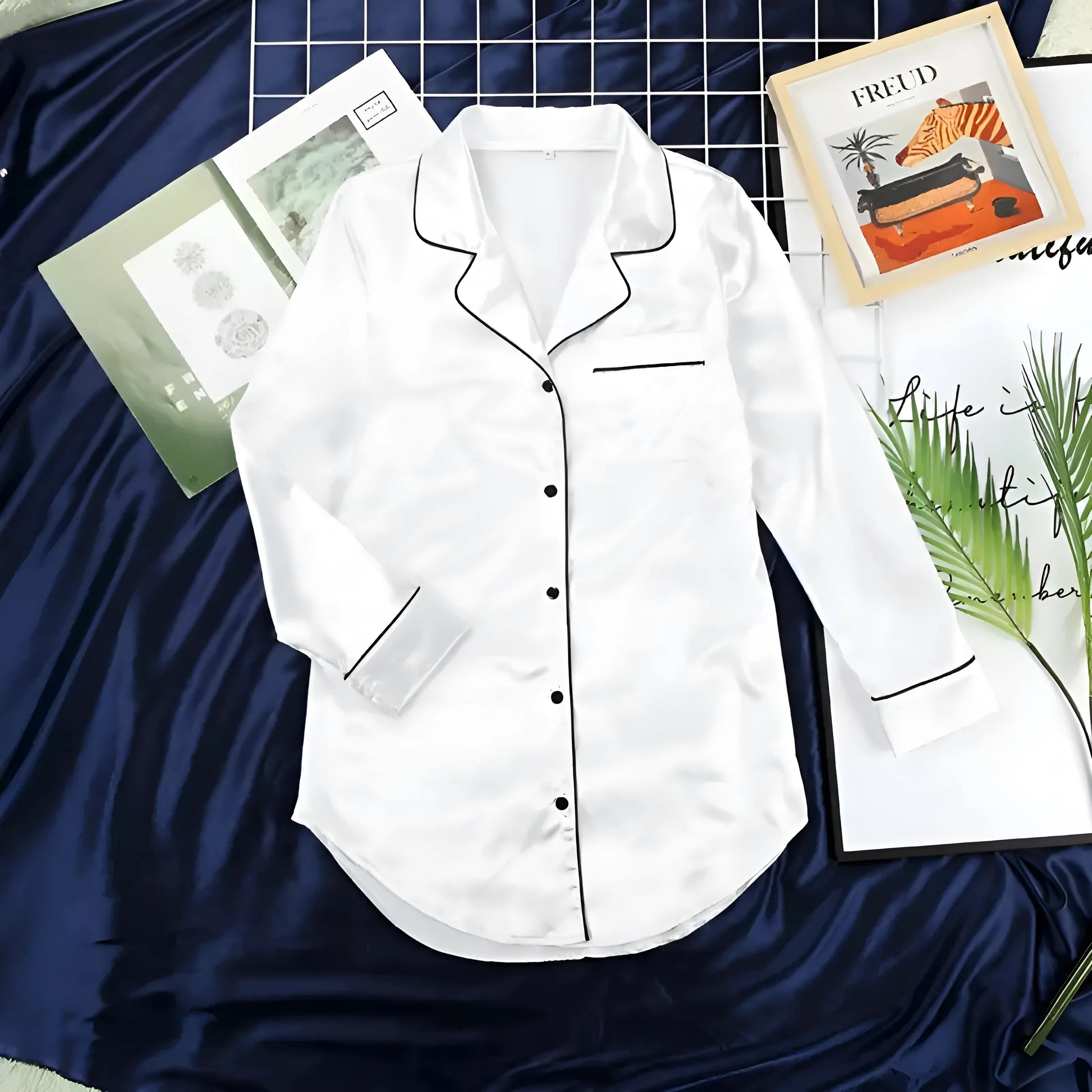 White Nightdress with Black Trim