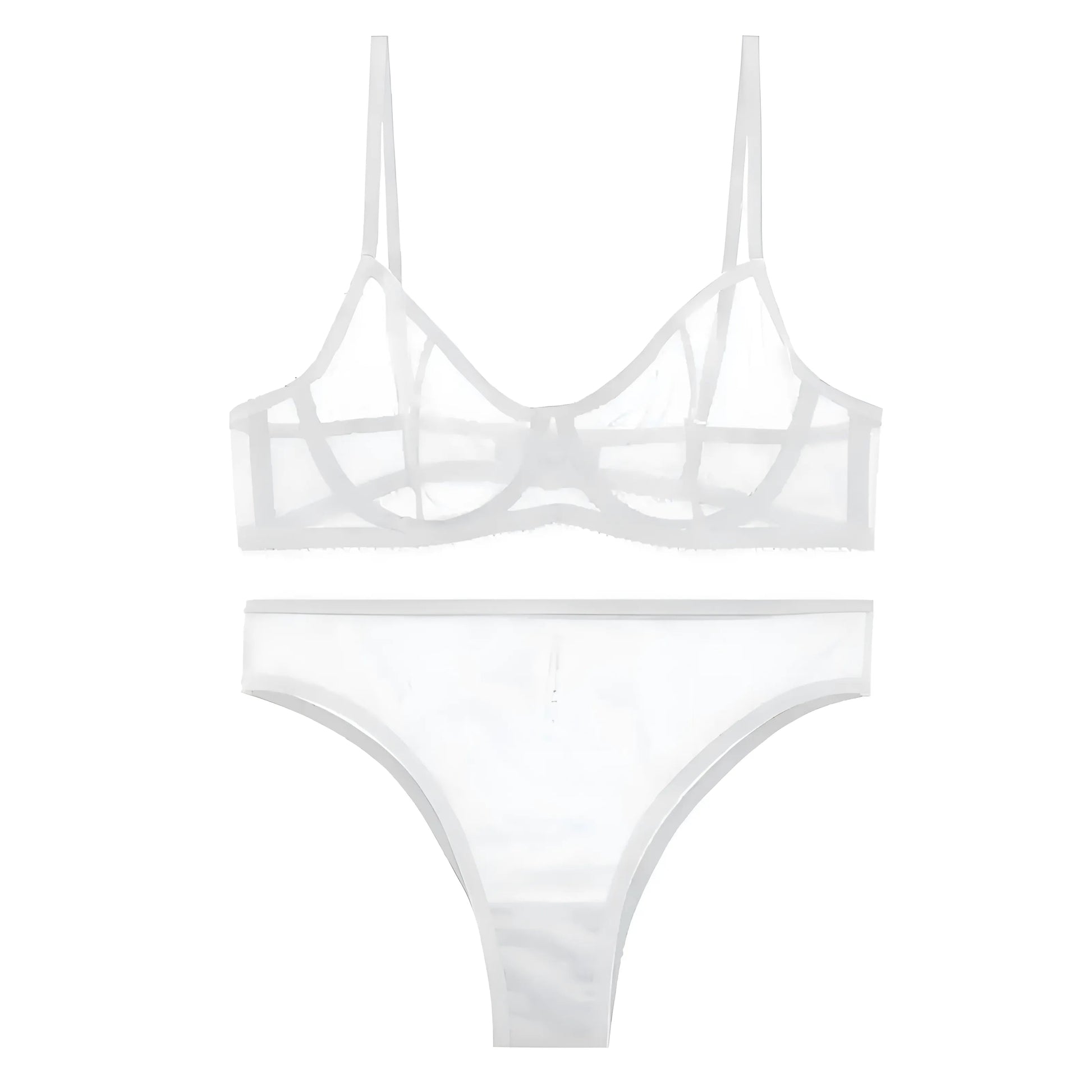 White Set of lingerie made from fine mesh