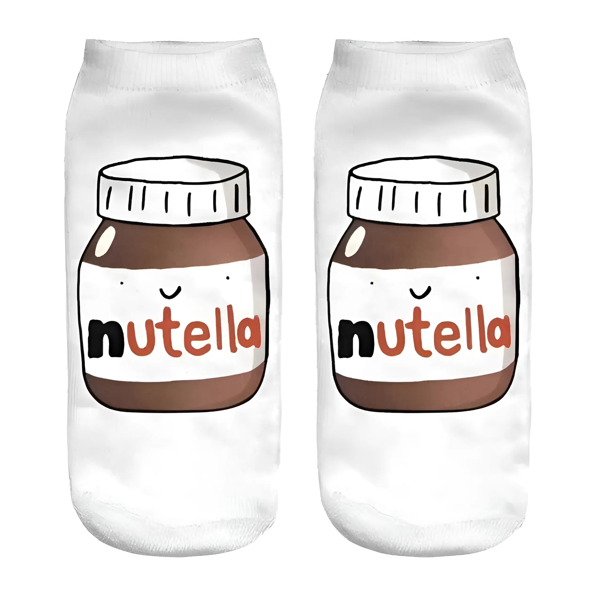 White Short Nutella Patterned Socks