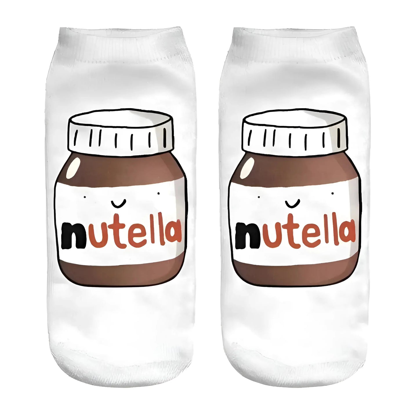 White Short Nutella Patterned Socks