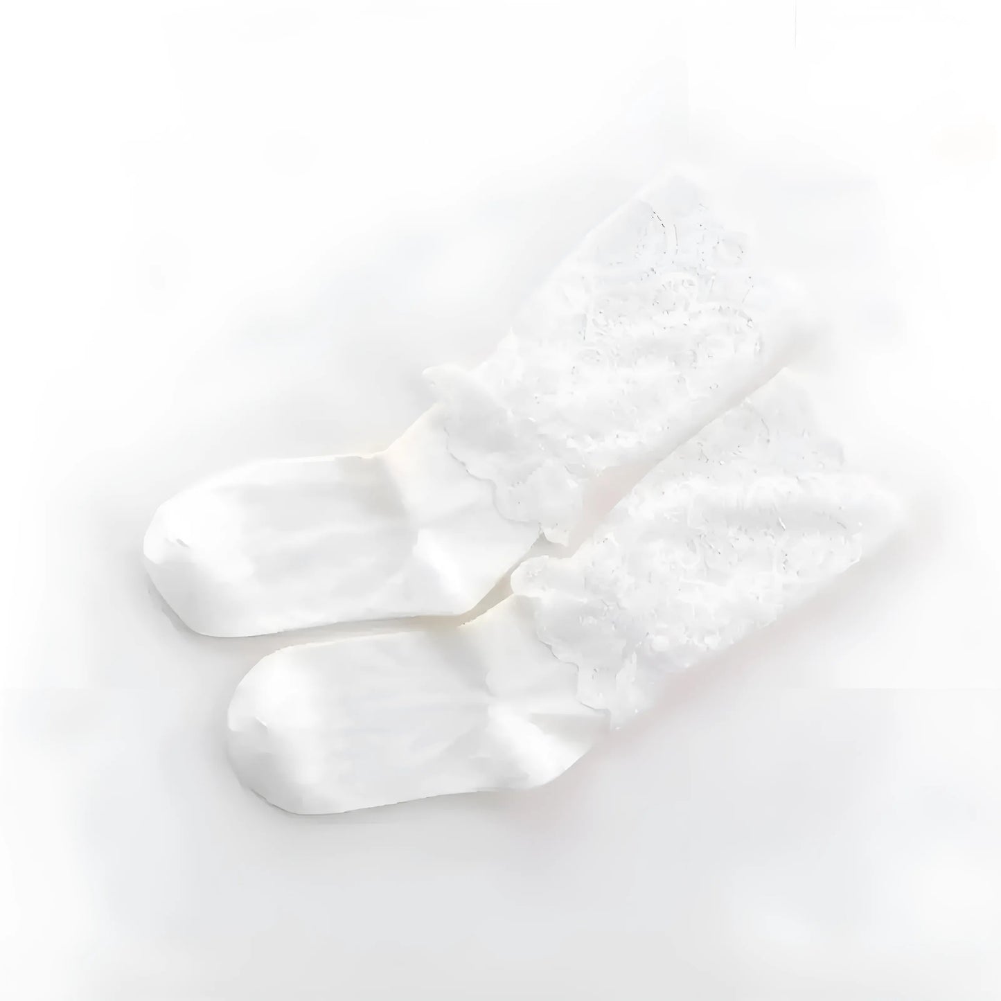 White Soft Lace Trim Socks
