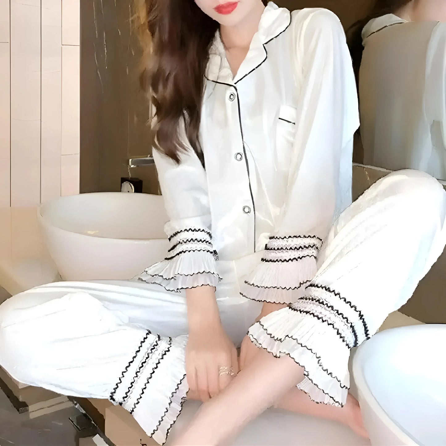 White Women's Long Sleeve Pyjamas