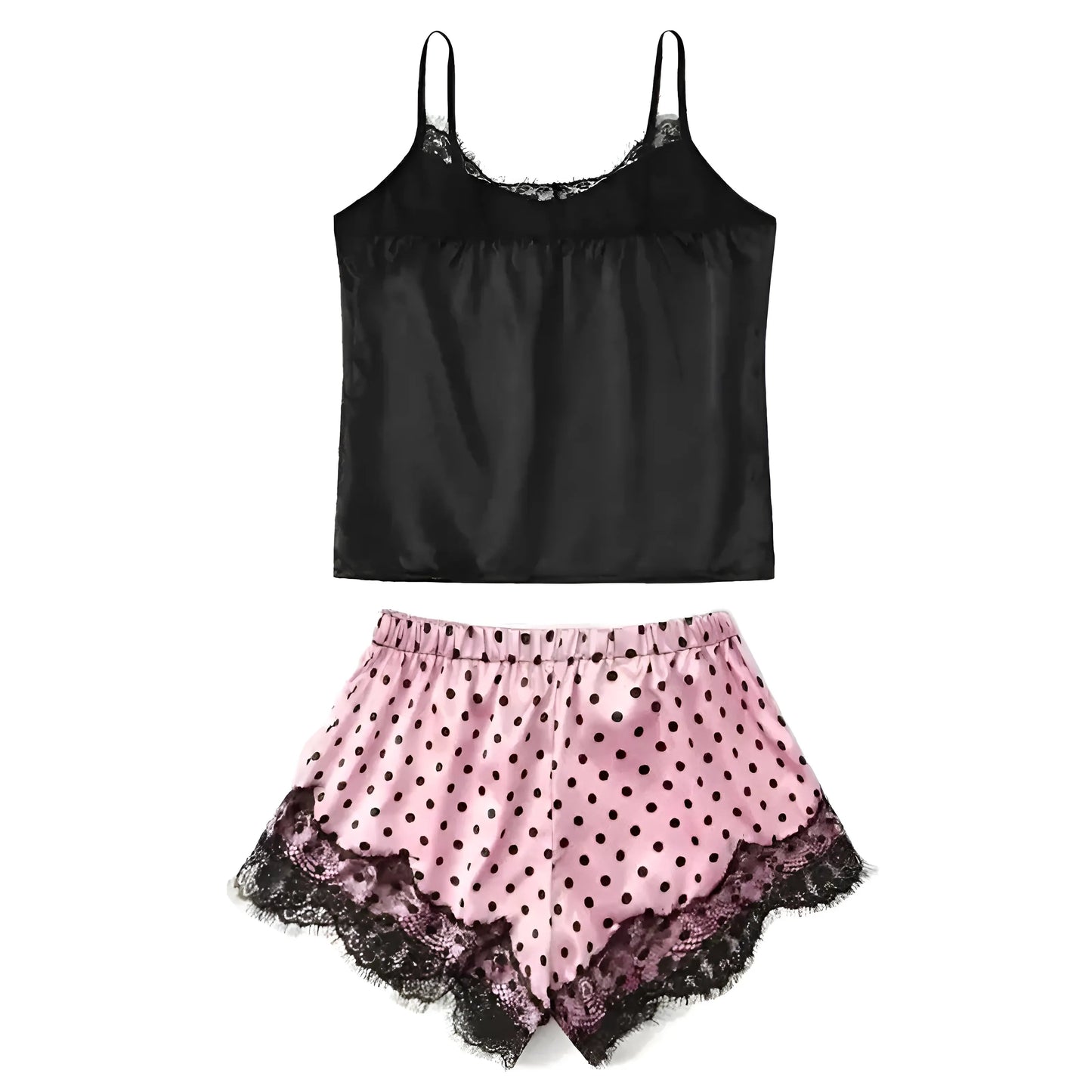 Women's Polka Dot Pyjamas with Crop Top and Shorts