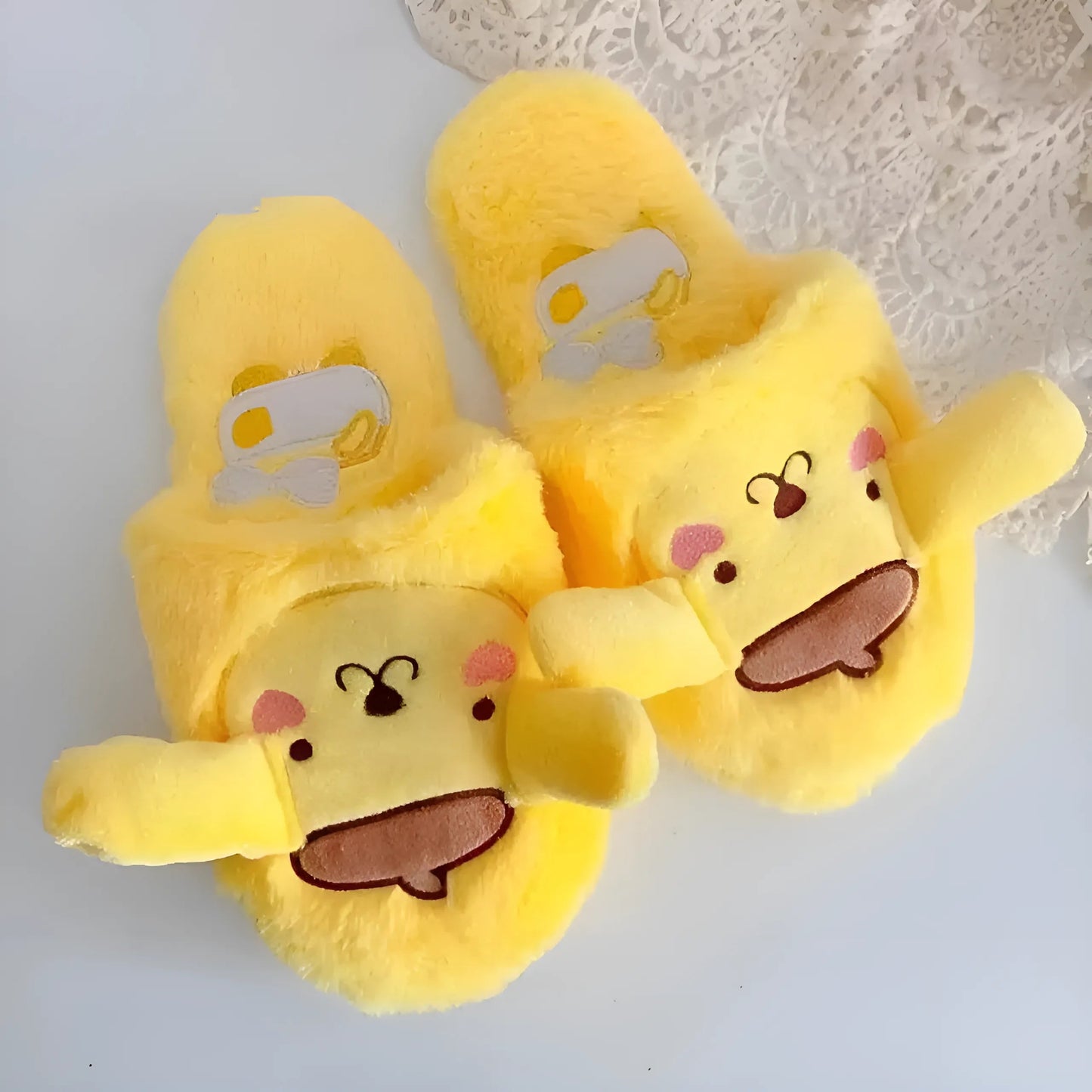 Yellow Faux Fur Slippers