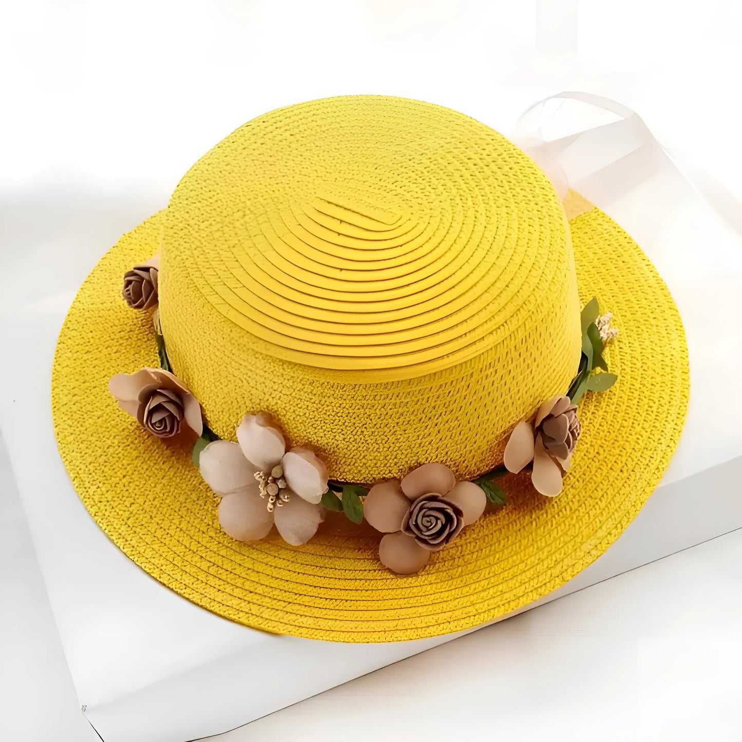 Yellow Floral Beach Hat