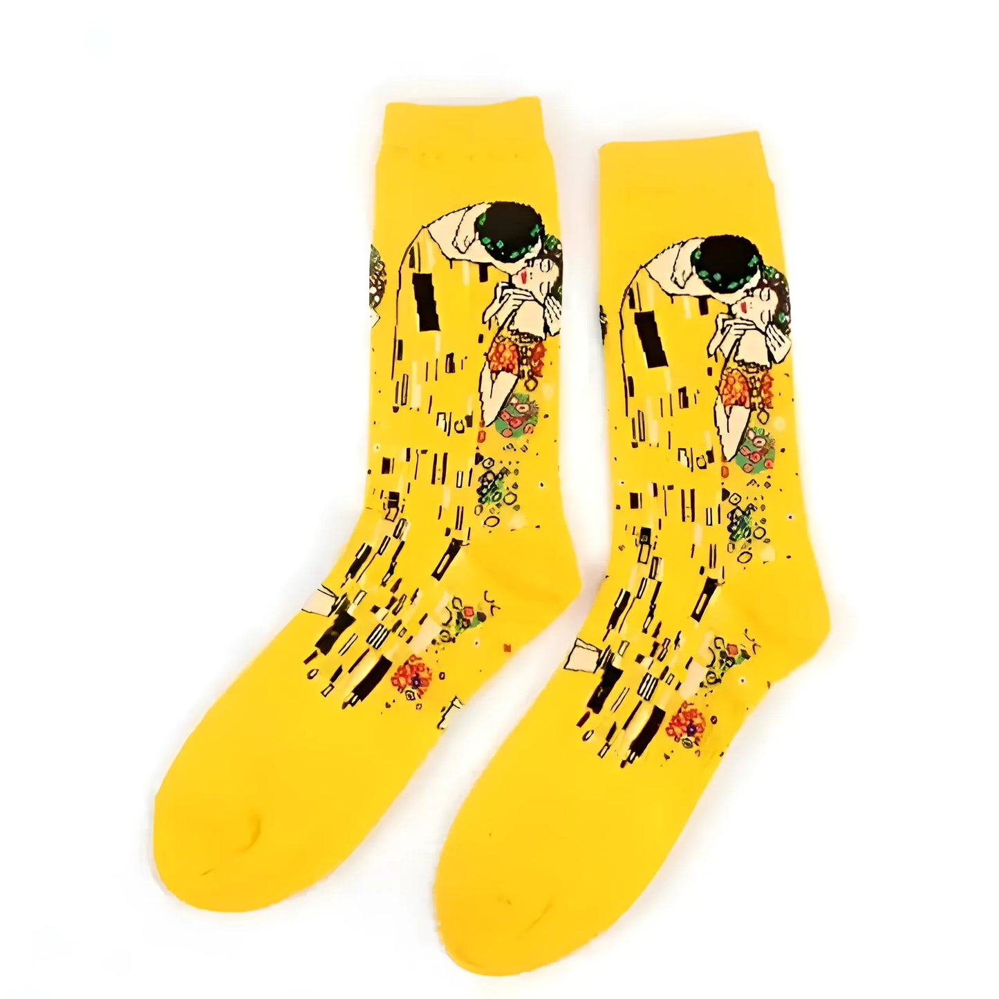Yellow Long Socks with Artistic Designs