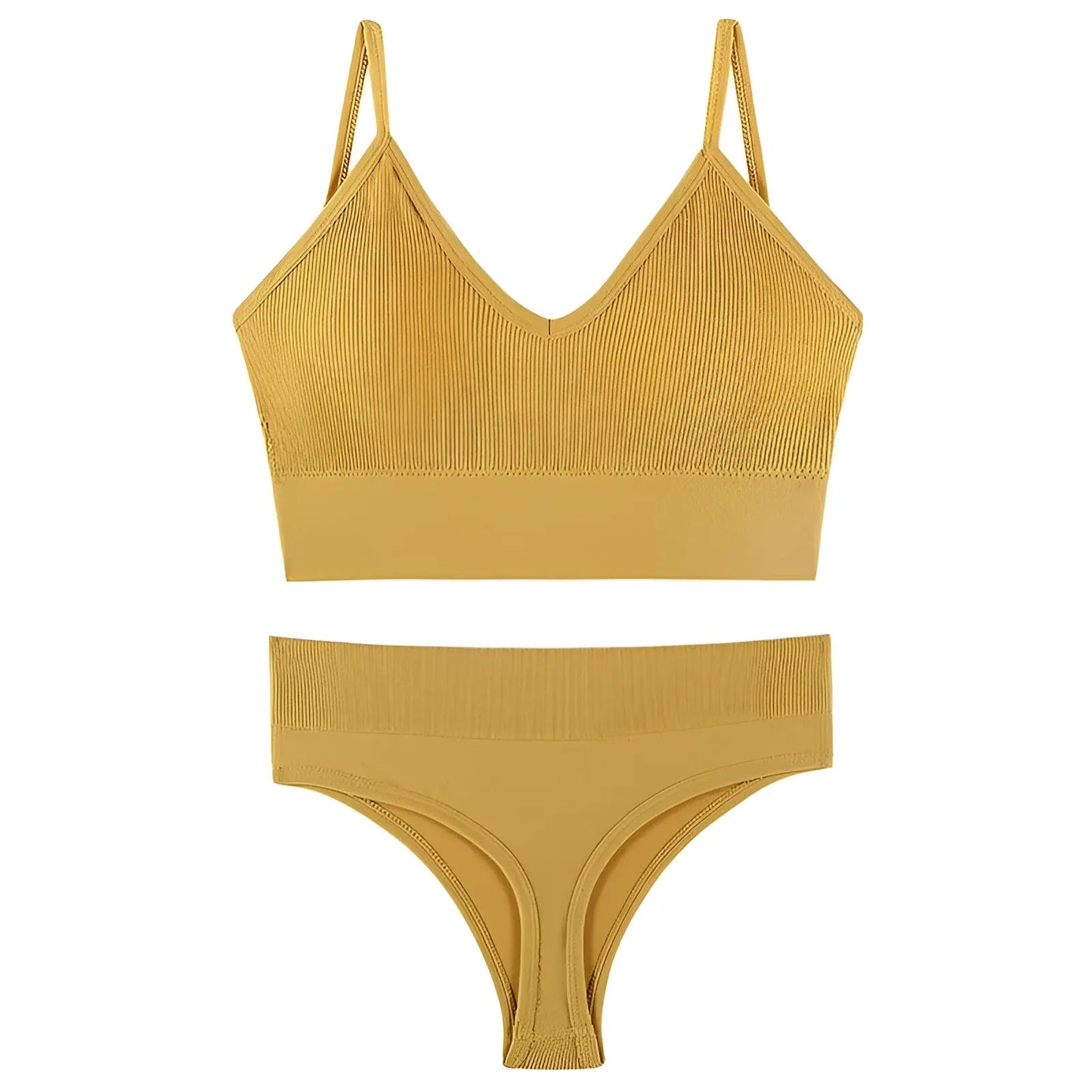 Yellow Seamless Lingerie Set