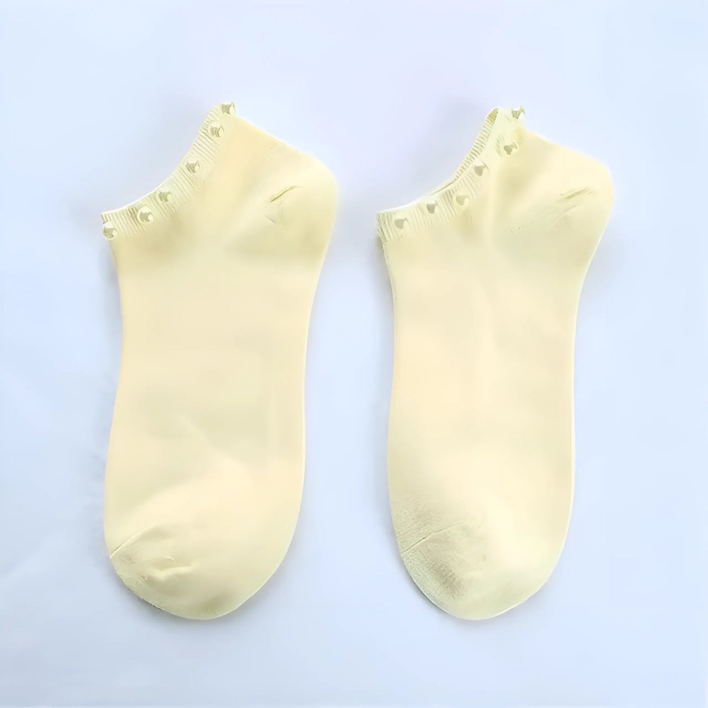 Yellow Women's Pearl Embellished Socks