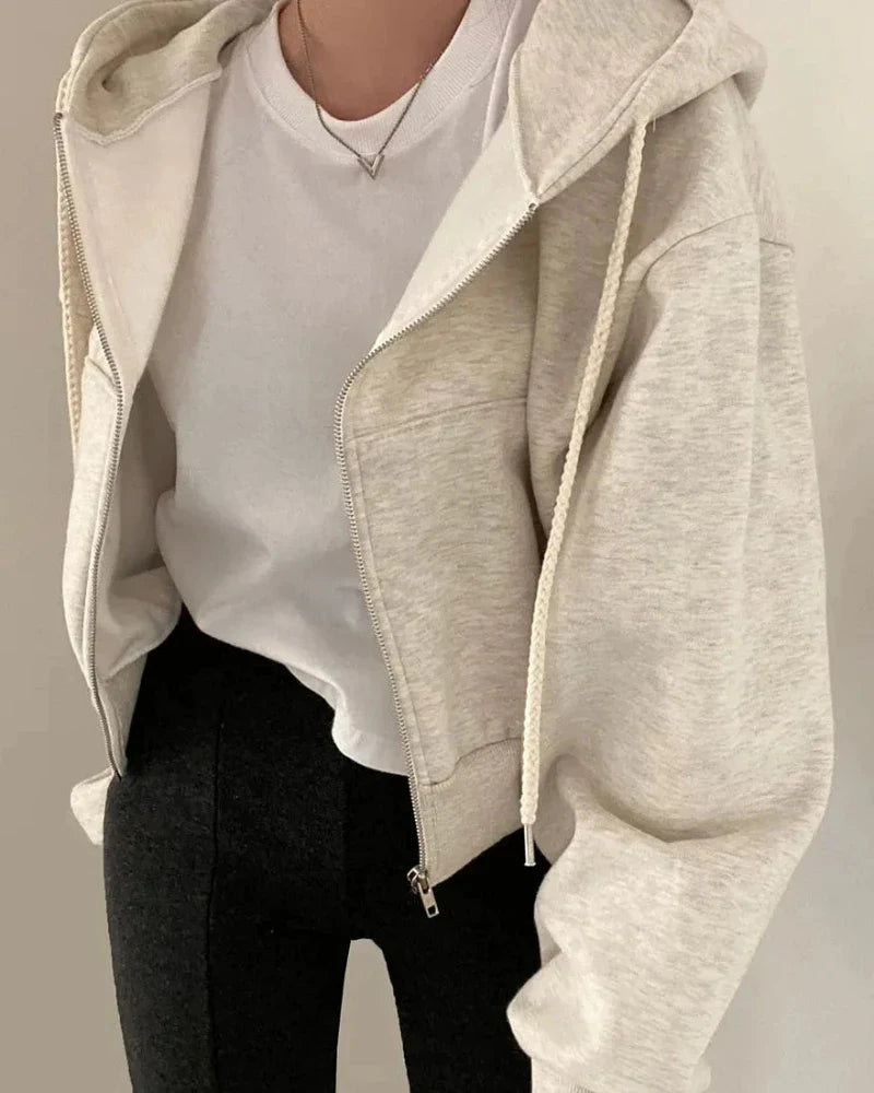 Oversized Zip-Up Hoodie with Hood