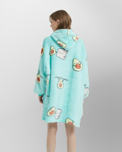 Warm hoodie blanket with a hood and pocket