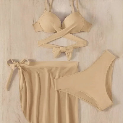  3-Piece Swimwear Set with Pareo