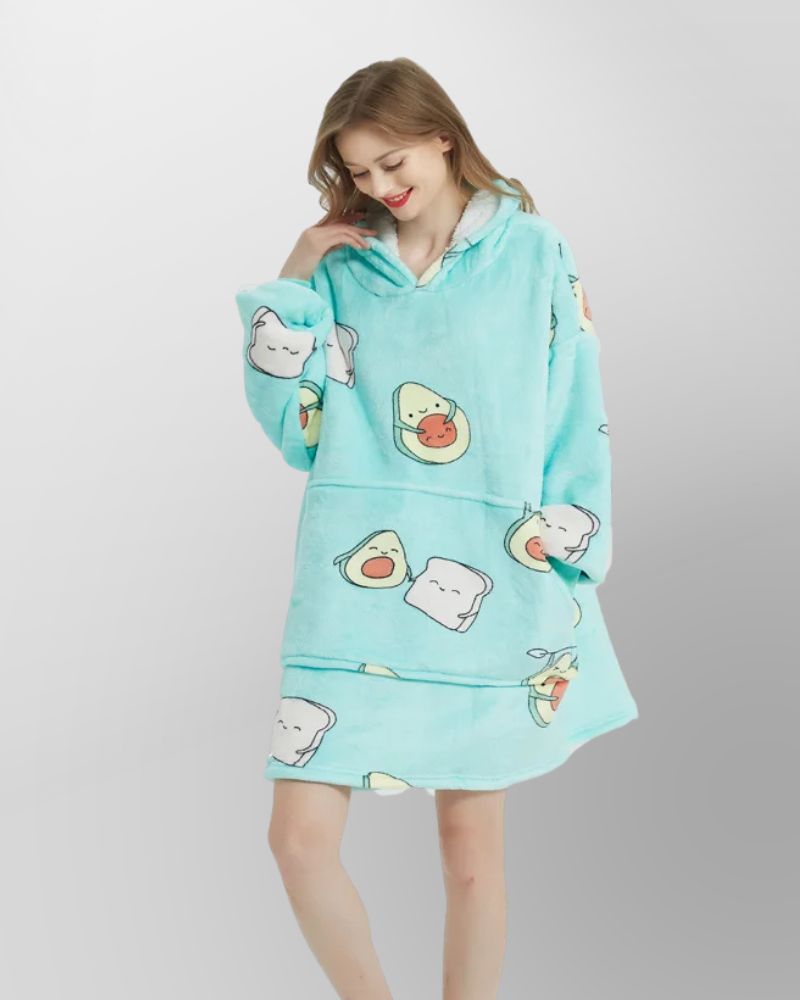 Warm hoodie blanket with a hood and pocket