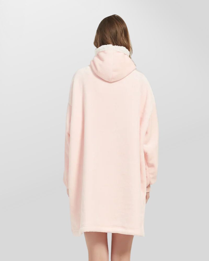 Warm hoodie blanket with a hood and pocket