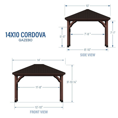 14×10 Cordova Gazebo Dark Brown