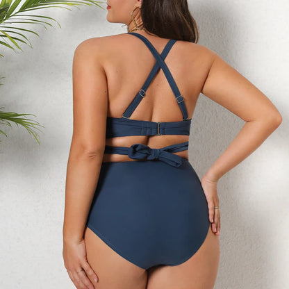 Plus size swimsuit with adjustable bra.