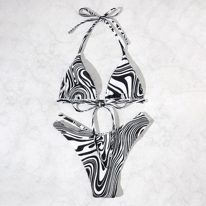 Two-piece bikini with double strap