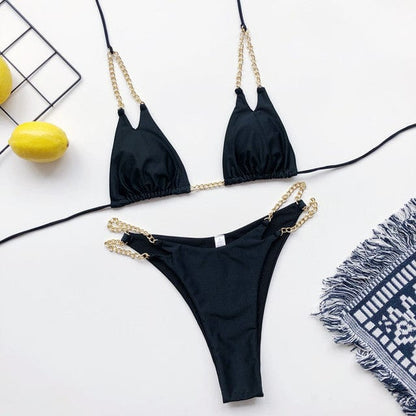 Beach bikini with chain straps