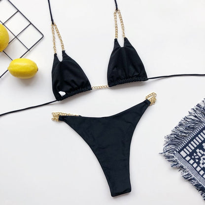 Beach bikini with chain straps