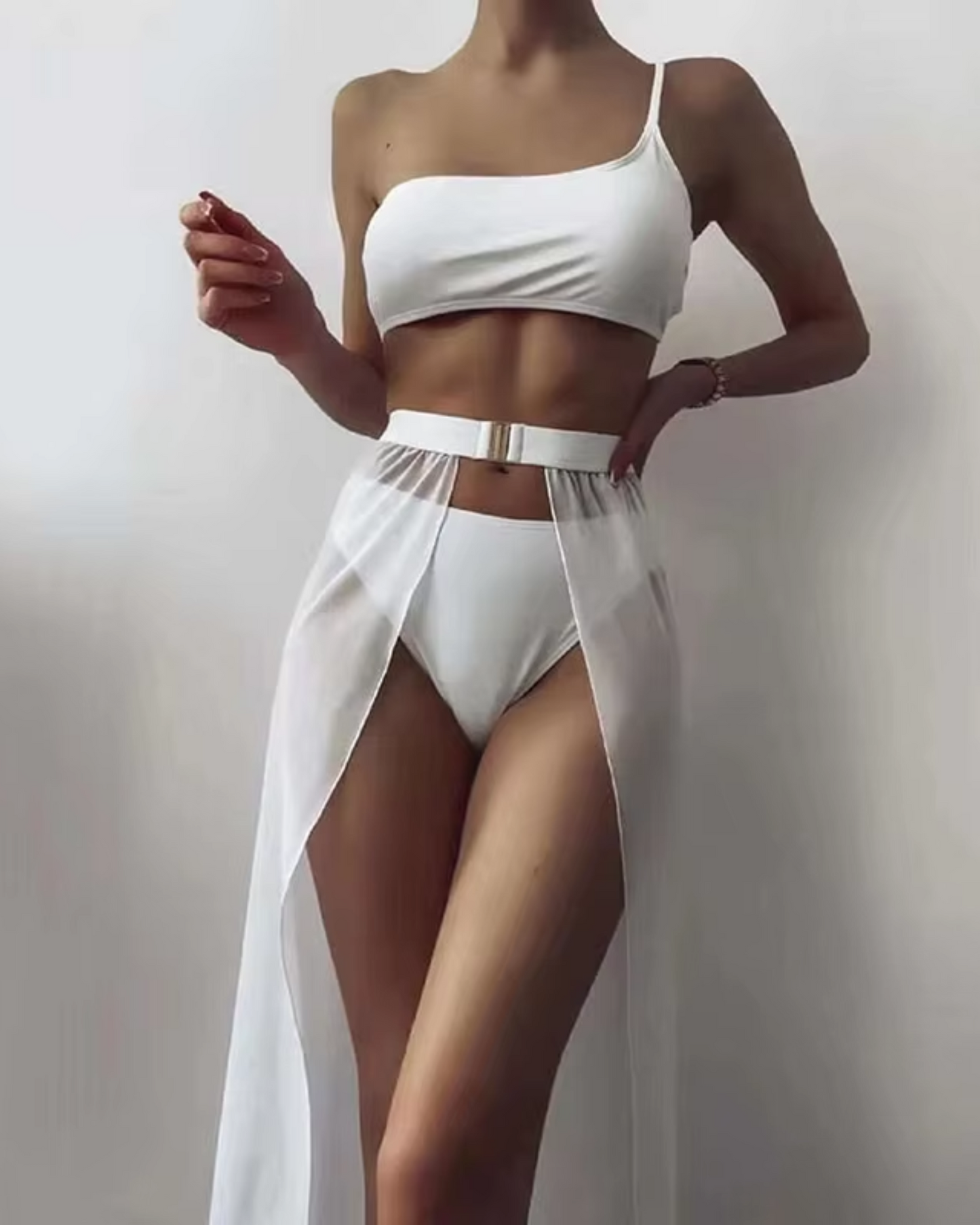 Two-piece swimsuit with long skirt