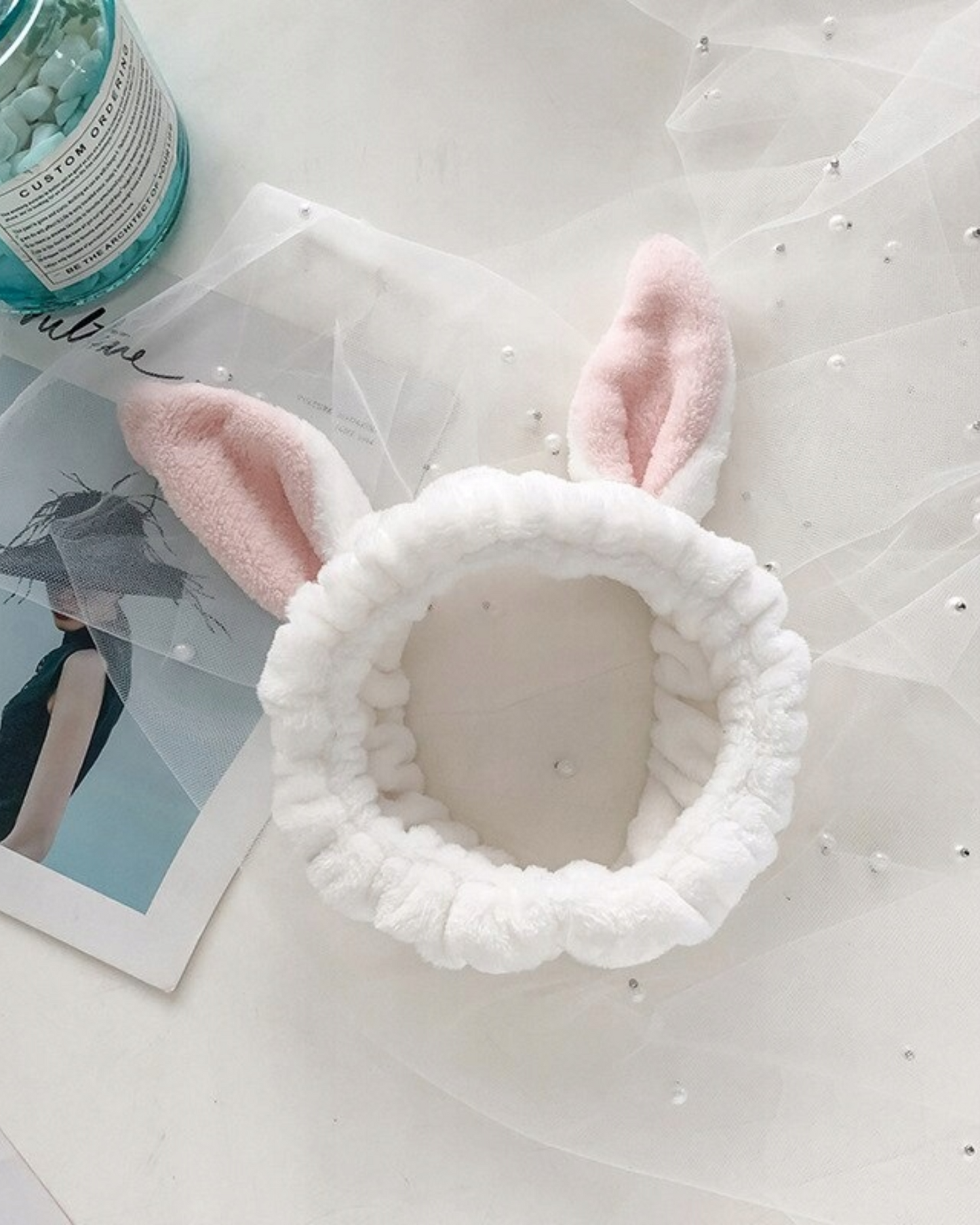 Fluffy headband with bunny ears