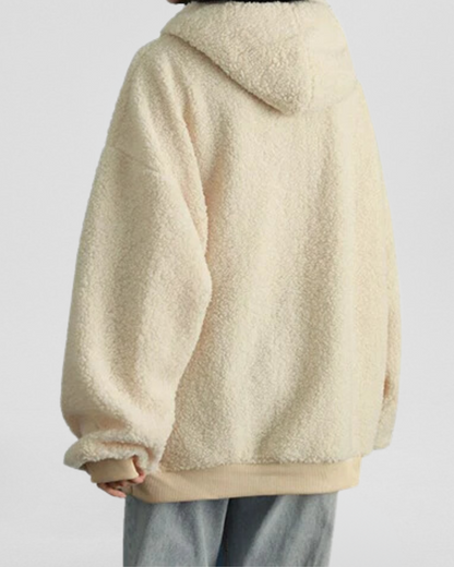 Fluffy oversized hoodie with a hood