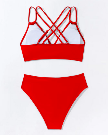 Swimsuit with crisscross straps at the back