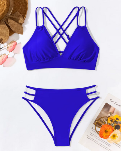 Swimsuit with crisscross straps at the back