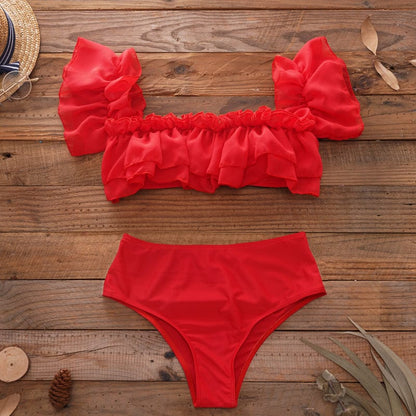Swimsuit with frills