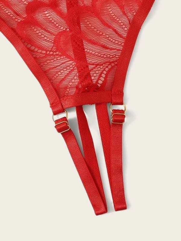 Lace lingerie set with decorative cut-outs