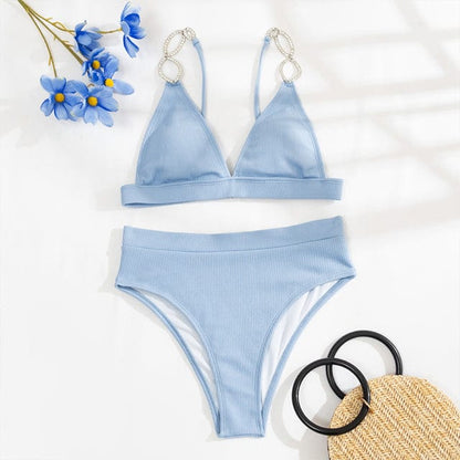Two-piece swimsuit with decorative straps