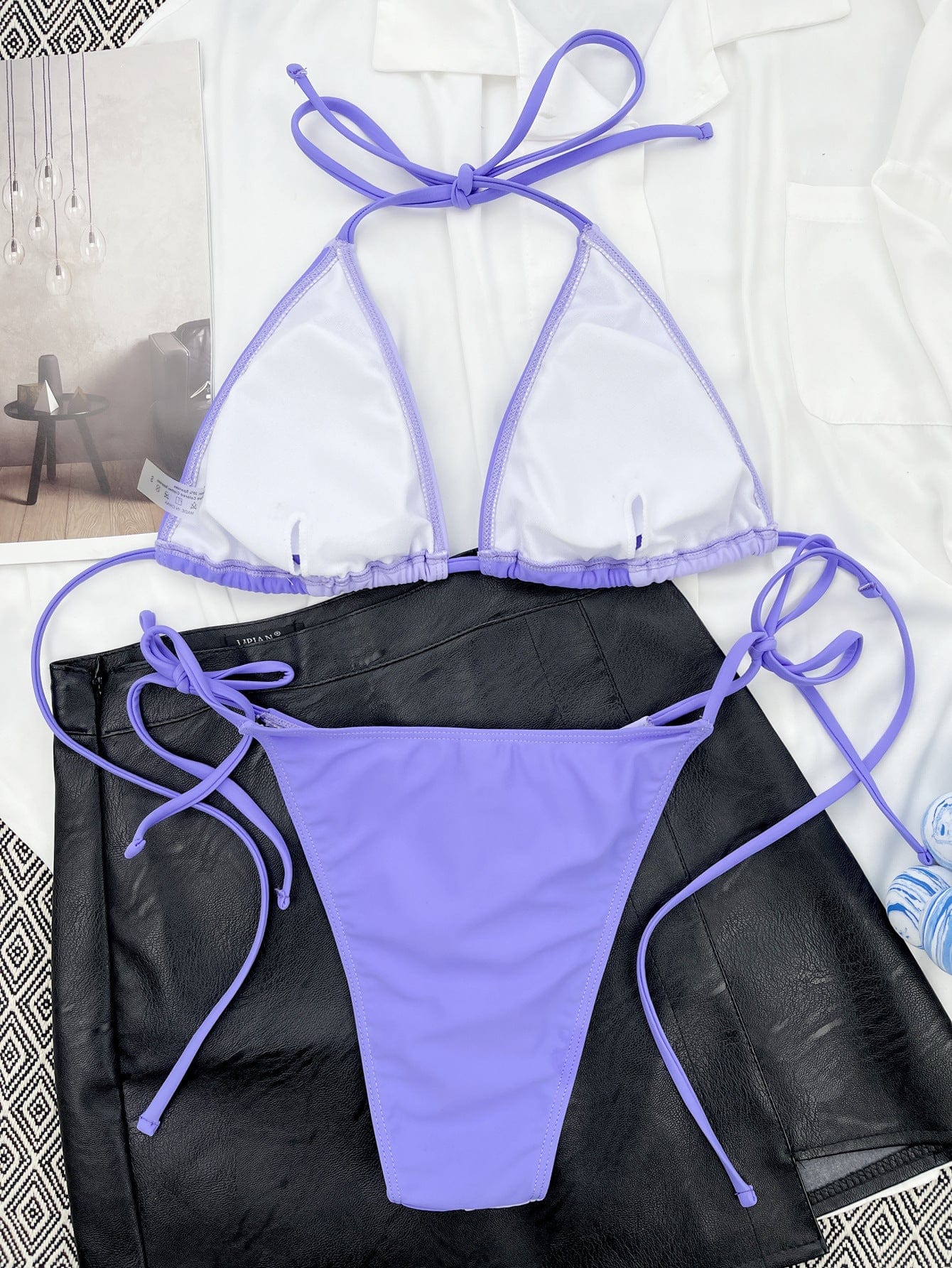 Two-piece bikini with ties