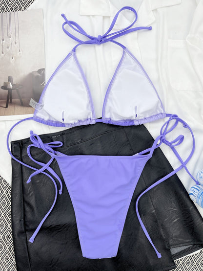 Two-piece bikini with ties