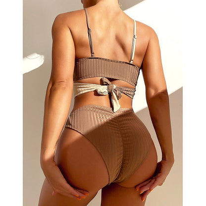 Two-piece swimsuit with adjustable straps