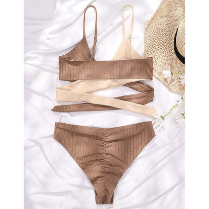Two-piece swimsuit with adjustable straps