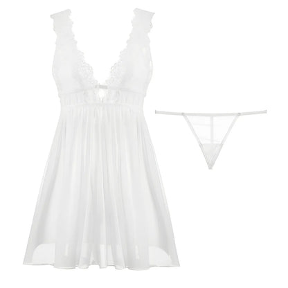 Lace Nightdress with Deep V-Neck