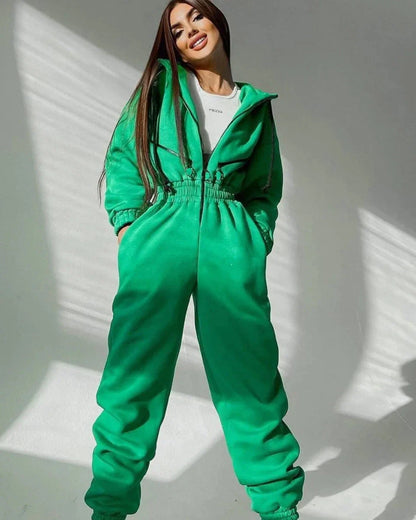 Comfortable hooded tracksuit onesie