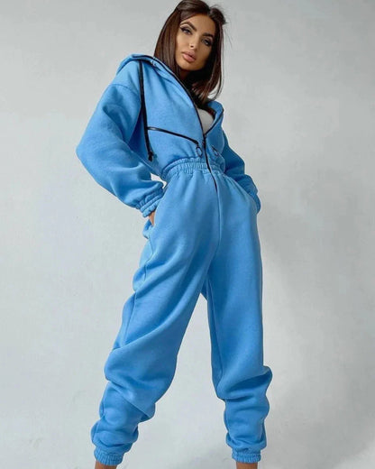 Comfortable hooded tracksuit onesie