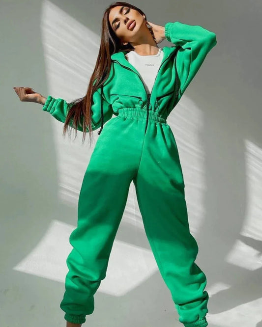 Comfortable hooded tracksuit onesie