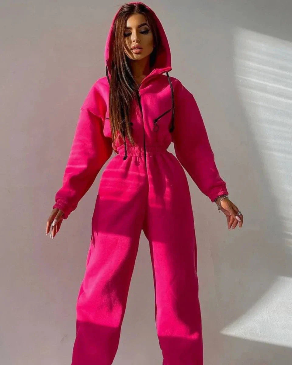 Comfortable hooded tracksuit onesie