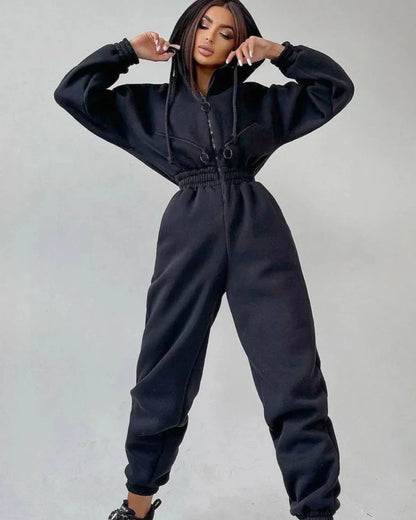 Comfortable hooded tracksuit onesie