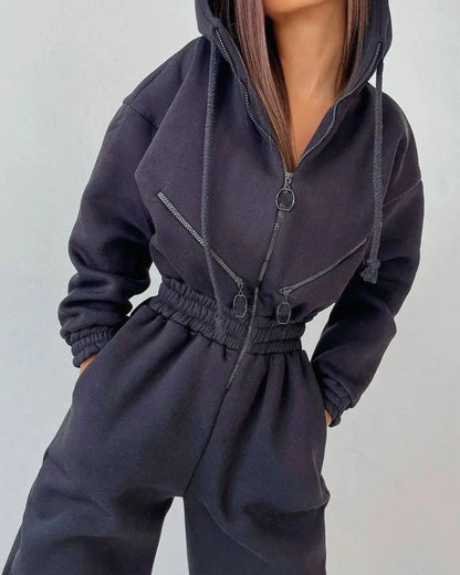 Comfortable hooded tracksuit onesie