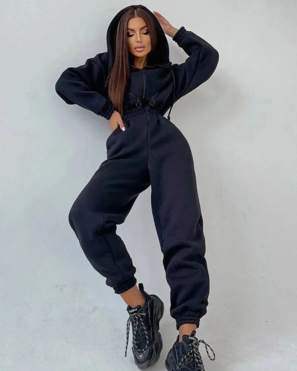 Comfortable hooded tracksuit onesie