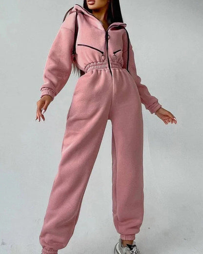 Comfortable hooded tracksuit onesie