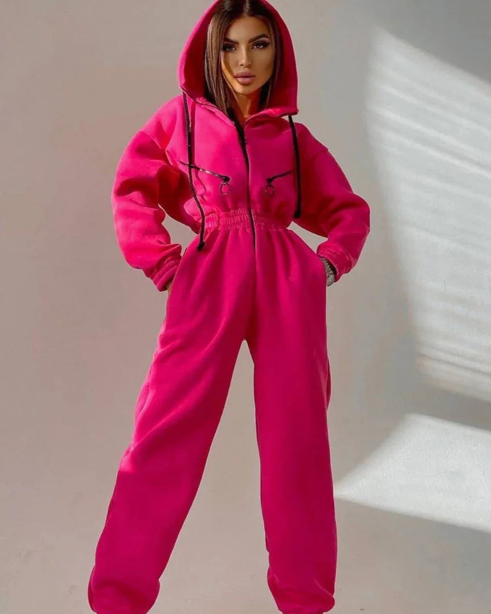 Comfortable hooded tracksuit onesie