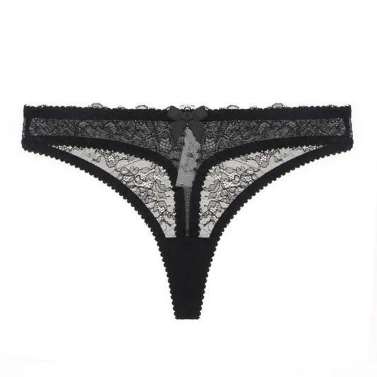 Lace thongs with a decorative bow